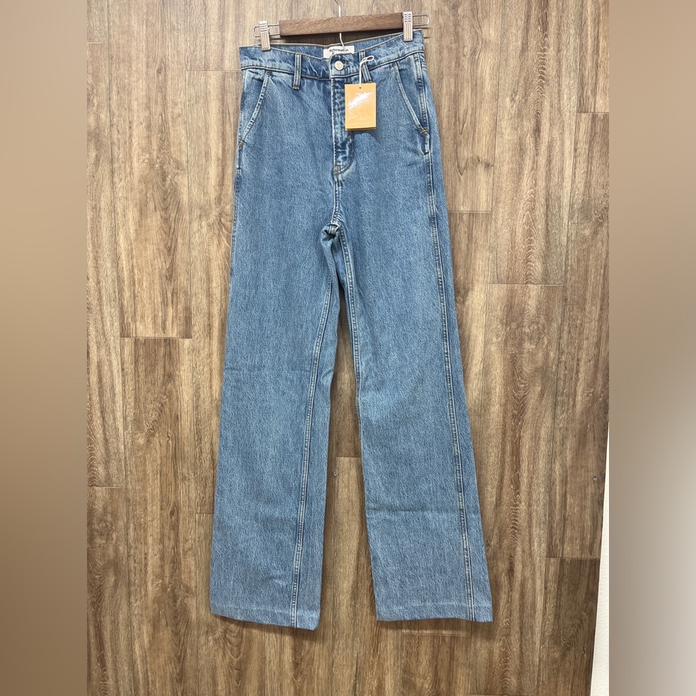 Reformation High-Rise Straight Jeans - Light Blue Denim